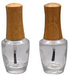2 Pieces 15ml Empty Nail Polish Bottles with Banboo Lid and Brush Refillable Nail Polish Glass Bottles Come with 1pc Mini Funnel