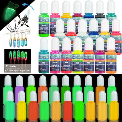 Glow Paint Set of 20 Bright Colors 10ml/0.35oz, Musykrafties Glow in The Dark Paint Perfect for Art Painting, DIY Projects, Halloween and Christmas Decorations, Rich Pigments