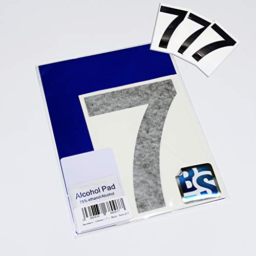 BS® Large Waterproof Non-fading Self Adhesive Vinyl Numbers | 7 (SEVEN) | 150mm | Pack of 4 | BLACK | Wheelie Bin Numbers