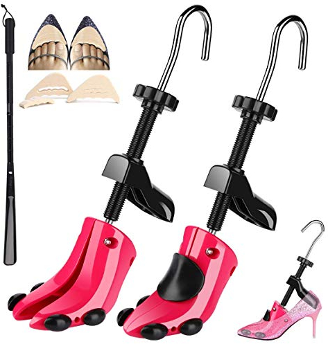 JJDPARTS High Heel Shoe Stretcher Women, 4-way Adjustable Shoe Widener Expander, Shoe Tree Extender for Women Wide Feet with Shoe Horn (For Women Shoes UK Size 2.5-8, High Heel)