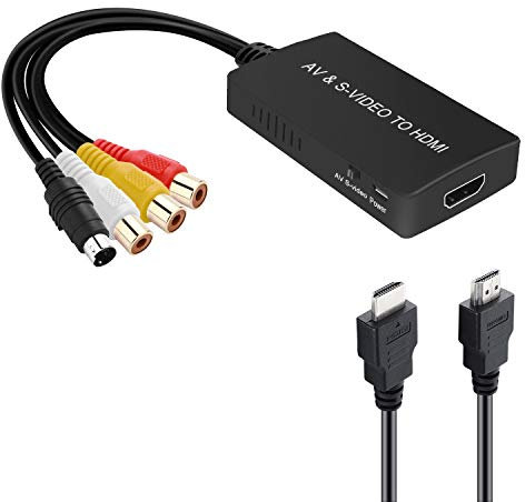 TaiHuai Convertitore da SVideo a HDMI, S-Video e 3RCA CVBS, convertitore da composito a audio video, supporta 1080p/720p, compatibile con PC, laptop, Xbox, PS3, lettore DVD (S-Video e 3RCA è femmina