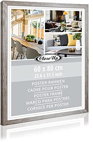 Close Up Posterrahmen 60 x 80 cm, Bilderrahmen aus MDF - Holzdekor - Holzoptik, Flat-Design, Treibholz/Driftwood