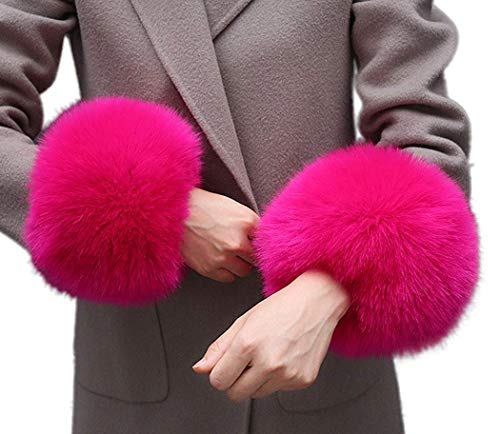 Cheerlife Fell Pelz Armstulpen Stulpen Manschetten Fellstulpen Handschuhe Pulswärmer Kunstfell Pink 2