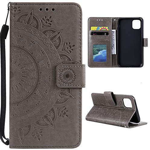 CoverKingz Handytasche kompatibel mit Xiaomi 11 Lite 5G NE/Mi 11 Lite 5G - Handy Case mit Kartenfach Handyhülle - Flipcase klappbar Motiv Mandala Grau
