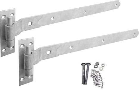 EAI Cranked Gate Hinges | 450mm / 18 Inch Heavy Duty Hook and Band Gate Hinges | Galvanised - 1 Pair