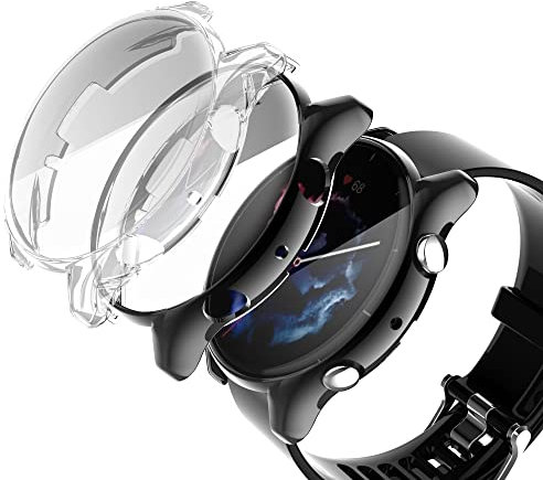 sciuU Funda Compatible con Amazfit GTR3 / GTR3 Pro, [Conjunto de 2] Carcasa Protectora Flexible TPU Protectora Resistente a los Golpes Shell Protector para GTR 3 / GTR 3Pro– Negro + Claro