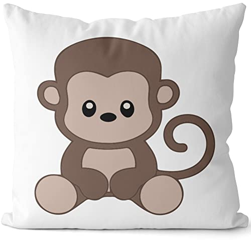 JUNIWORDS Kissen, AFFE, 40 x 40 cm, 2-farbig, Weiß-Hellblau