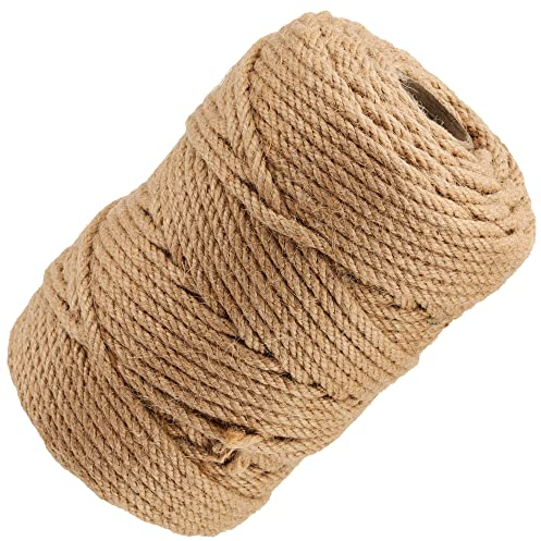 MANCHAP Corde en Jute Naturelle tressée à 4 brins, Corde de Chanvre torsadée de 100 m x 6 mm pour travaux manuels, Regroupement, décoration de Jardinage