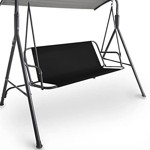 Coverify Replacement Swing Seat Cover, Durable 600D Oxford Fabric Garden Swing Chair Cover Universal Fit for 2&3-seater 138x48x48cm Black