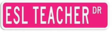ESL Teacher, ESL Teacher Gift, ESL Teacher Schild, ESL Teacher Office Decor, Geschenk für ESL-Lehrer, individuelles Straßenschild, hochwertiges Metallschild, 7,6 x 30,5 cm