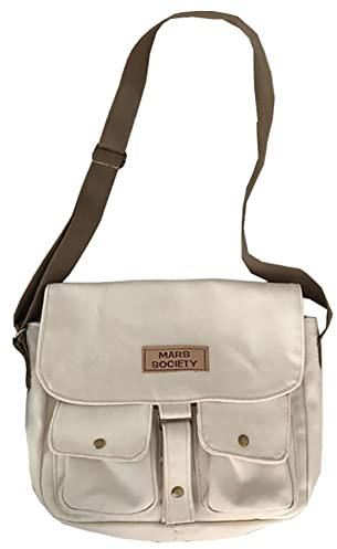 Canvas Crossbody Bag for Women Men Casual Messenger Bag Large Canvas Shoulder Bag Japanese Harajuku School Bag, A02-Schwarz