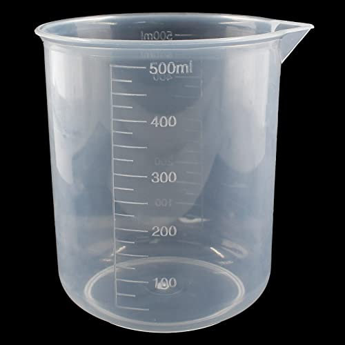 Waziaqoc Vaso graduado de plástico de 500 ml (1 paquete), taza medidora transparente de polipropileno para laboratorio de cocina