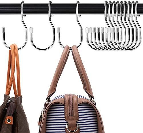DHYLRICHER Gancio per Borsa per Armadio, Ganci per Appendere Borse, Cinture, Sciarpe, Cappelli, Vestiti, Padelle e Vasi, Confezione da 12 Platino