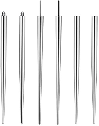 Beautidots Titan-Piercing, Kegel-Einsatzstift für Nase, Ohr, Lippe, 14 G, 16 G, 18 G, Push-In-Piercing, Dehnungs-Assistent, Werkzeug zum Wechseln von Schmuck, 6 Stück, Metall, Kein Edelstein