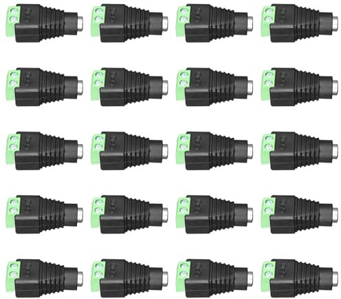 ANLINK DC Stromanschlüsse, 12 V DC Barrel auf Schraubklemme, Adapterstecker 5,5 mm x 2,1 mm für LED-Streifen, Überwachungskamera-Kabel, Drahtenenden, Steckerfass-Adapter, 20 Stück