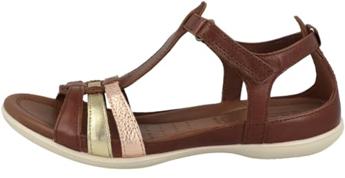 ECCO Women's Flash T-Strap Sandal, Mink Gold Hammered Bronze, 6/6.5 UK