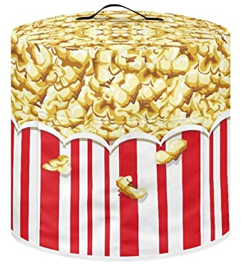 ZIATUBLES Housse pour mijoteuse à imprimé pop-corn compatible avec mijoteuse de 3 litres, garde l'appareil propre, housse anti-poussière pour mijoteuse avec 1 poche pour accessoires