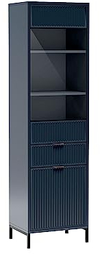 Cool24 LINKaSTYLE Vitrinenschrank 195x54x40cm - Modern Wohnzimmer Möbel - Vitrine für Schlafzimmer und Wohnzimmer - Glasvitrine - Vitrine Glas - Hochschrank - Indigo