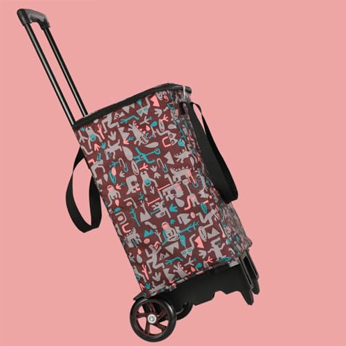 FVTVHEV Einkaufstrolley, Trolly Einkaufswagen Klappbar, Stabiler Einkaufswagen, Kapazität und belastbar bis 50kg, multifunktional, Handwagen mit Rollen, abnehmbare Tasche B