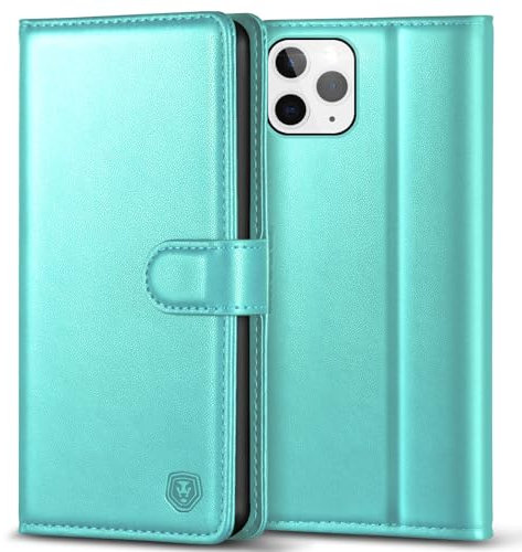 Kuafcase Compatible for iPhone 11 Pro Case with 4 Card Slots Magnetic Closure Kickstand Shockproof Protective Phone Case Compatible for iPhone 11 Pro - Ice Green
