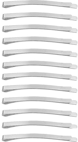 Mytoptrendz® Klassische Haarnadeln, einfarbig, breit, gebogen, flach, stark, Jumbo-Metall-Haarspangen, Haarnadeln für Damen, Mädchen, dick, lang, Hochsteckfrisur, Silber, 6 cm, 12 Stück