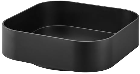 Yamazaki 2199 TOWER Rotating Storage Tray, black, ABS Resin/Silicone, 20 x 20 x 6.3 cm