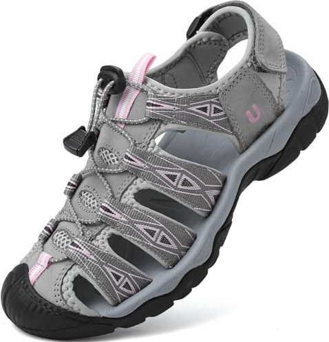 Brfash Sandales de Randonnée Femme Outdoor Sandales de Marche Été Chaussures de Sport Plage Chaussures d'eau eau Plage Closed-Toe Sandals Femme,Gris Rose,EU41