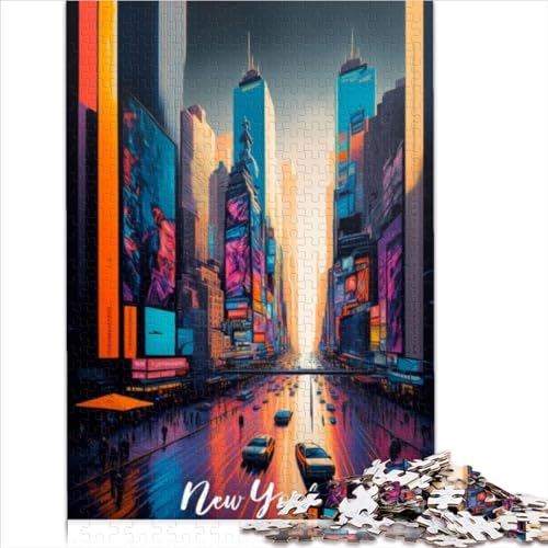 Für Kinder Puzzle New York Times Square1000 Teile Papppuzzles Papppuzzles Teenager 12+ Einzigartige Puzzlespiele Größe (26x38cm)