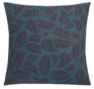 Origin Taie d'oreiller imprimée en Bambou, Iris, 63 x 63cm, Bleu Paon
