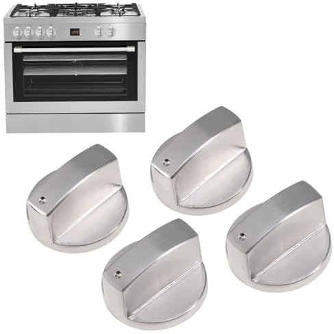 LICHUANUK 4 Pezzi Universale Pomello per fornello a gas 6mm Metallo Stufa Gas Manopola Argento Adattatori Manopole Controllo Forno Rotante Interruttore Serrature Controllo Superficie Cottura