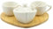 Bomboniera matrimonio set 2 tazzine con zuccheriera in porcellana e bamboo bianco harmony PRMT24011