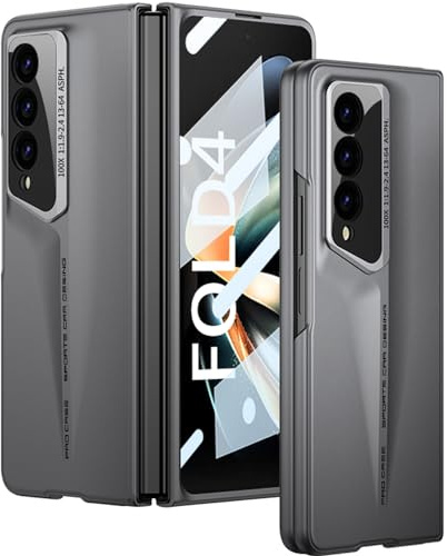 Wibrthz Custodia per Samsung Galaxy Z Fold 5 con Proteggi Schermo Frontale, Design da Supercar di Lusso, Cover Antiurto AntiGraffio per PC Rigido Ultra Sottile per Samsung Z Fold 5(Grigio)