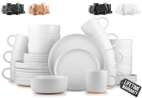 Zulay Lux - Juego de vajilla de gres de 32 piezas para 8 personas – Juego de platos y cuencos modernos y duraderos – Juego de platos premium resistentes a arañazos y astillas para 8 personas – Apto