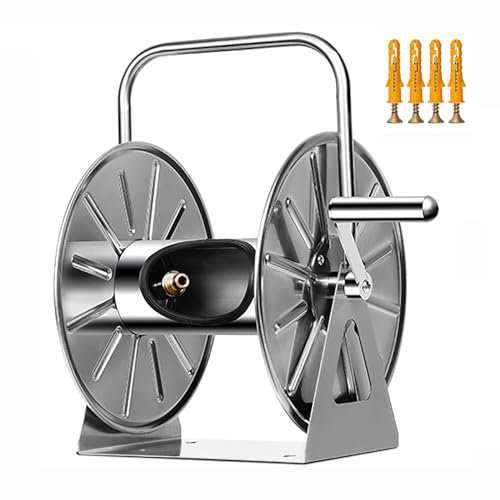 Carrello avvolgitubo da giardino in acciaio inox per innaffiare piante e prati, portatile per irrigazione auto, 4 m di capacità di 1/2