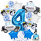 Polizei Geburtstag Deko 4 Jahre - 16 Stück Luftballon XXL Polizeiauto Folienballon Konfetti Ballon Sternballon und Tortendeko, Party Dekoration Kindergeburtstag für Jungen Mädchen