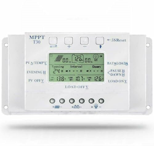 Contrôleur de charge de panneau MPPT convivial, régulateur de tension 12 V 24 V (T30)
