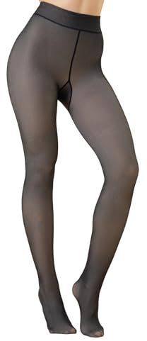 GOODSALEOK Winter Strumpfhosen Damen High Waist WäRmende Fleece Strumpfhose Thermostrumpfhosen FüR Damen Gepolsterte WinterstrüMpfe Plastikhosen Schwarz 80g L-XL