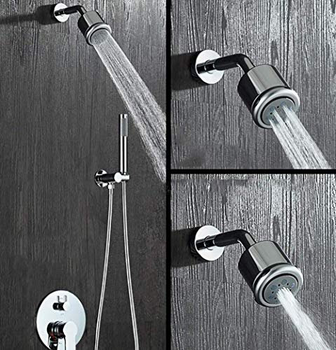 ZDLHGYBS modernes Badezimmer mit Duscharmatur-Set aus Edelstahl mit Wasserstrahlstimulatoren, runder, starker Tropfen-Duschwand, Dusche, geschlossene 3-Gang-Dusche, Duscharmatur