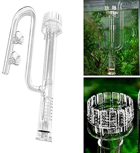 WindWilder Glas Aquarien Oberflächenabschäumer 17mm für 16mm Wasserleitung Aquarium Glas Skimmer Rohr Einlauf und Auslauf Oberflächen mit Acryl-Clip für 100-120cm Fisch Gepflanzt Tank