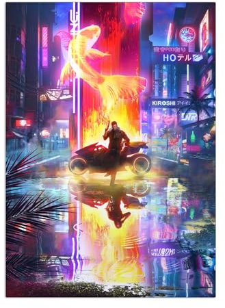 Displate Offiziell Cyberpunk 2077 MetallPoster Magnetische Befestigung Inklusive Lizenziert Bilder Hochwertiges Poster Reflection Male V Poster 45 cm x 32 cm
