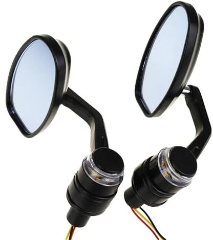 COOKENG Seitenspiegel 1 Paar 7/8 Zoll 22 Mm Universal-Lenkerend-Seitenrückspiegel Mit Blinker Licht Motorrad-Aluminium-Rückansicht Motorrad Spiegel