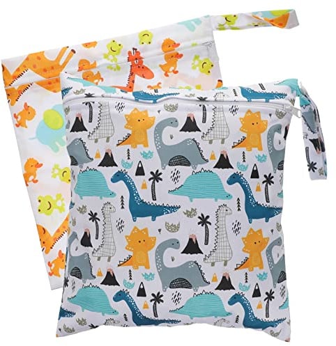 VILLFUL 2 Stück-Pack Tragbare Windeltaschen für Unterwegs aus TPU und Stoff mit Reißverschluss Atmungsaktiv für Babywindeln im Innen und Außenbereich