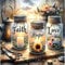 Wunschflasche Diamond Painting Erwachsene 5D, Faith Hope Love Kerzen Bild auf Leinwand, DIY Diamant Malen Set mit Sonnenblume & Blumen, Wanddeko für Zuhause,Daiments Painting für Anfänger , 30x30cm