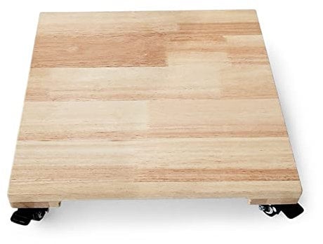 Generisch Pflanzkübel-Untersetzer, Pflanzkübel-Untersetzer aus Holz mit Universalrollen, Mobiler Rollständer, Quadratischer Blumenkübel-Untersetzer mit Rollen, 20 x 20 cm