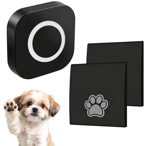 GOEDCH Smarte Hundeklingel Drahtlos Türklingel: 400m Range Hund Haustier Türglocken Sensor Berührt, Schwarz Türklingel mit Plug-In-Empfängern für Hundetraining (EU-Stecker, 1 Reciever 2 Transmitter)