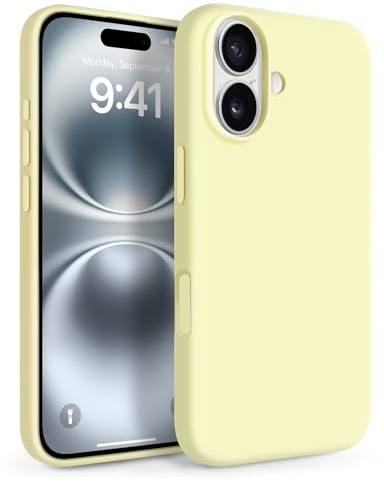 Newseego for iPhone 16 Case 6.1-inch Liquid Silicone Cover, Yellow | Solid Color, Slim Fit, Silky Soft Touch, Comfortable Grip, Shockproof, Anti-Scratch, Precise Cutouts, Responsive Buttons