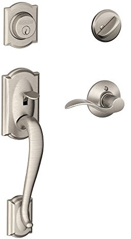 SCHLAGE Lock Company Camelot Single Cylinder Handleset and Right Hand Accent Lever, Satin Nickel (F60 CAM 619 ACC RH)