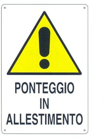 Senza marca - Cartello Segnaletico PVC Bianco Industriale 50x70 cm - Ponteggio in Allestimento