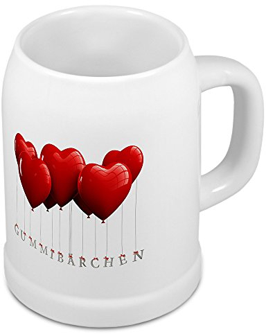 digital print Bierkrug mit Namen Gummibärchen - Motiv Herzballons - Namenstasse, Becher, Maßkrug, Humpen