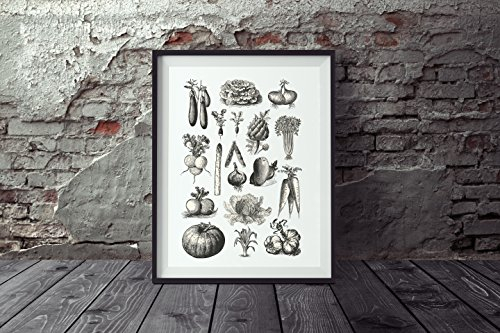 Nastami Poster Gemüse DIN A3, Poster Küche, Wandbild Gemüse, Poster Vintage, Küchenposter